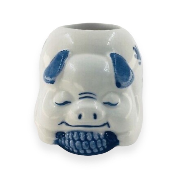 Delft Blue Porcelain Pig Toothpick Holder Hand Painted Figurine Vintage 1984 - Picture 4 of 4